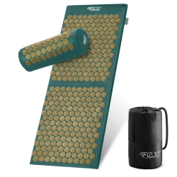 Nagy akupresszúrás szőnyeg párnával, XL, sötétzöld