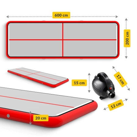 AIR MAT akrobatikai pálya, 6 x 2 x 0,2 m