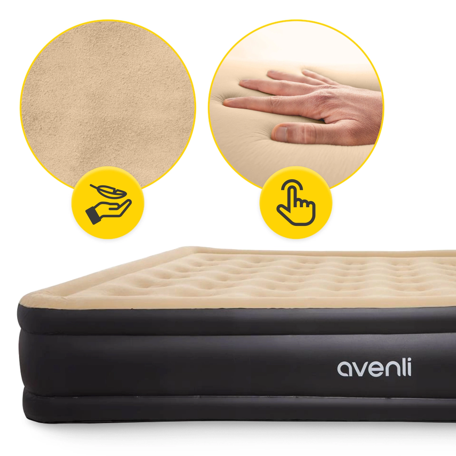 MATERAC DMUCHANY DWUOSOBOWY Z POMPKĄ ELEKTRYCZNA Kolor dominujący odcienie niebieskiego