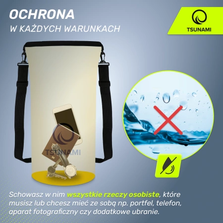 TSUNAMI vízálló zsák, 30 l, sárga