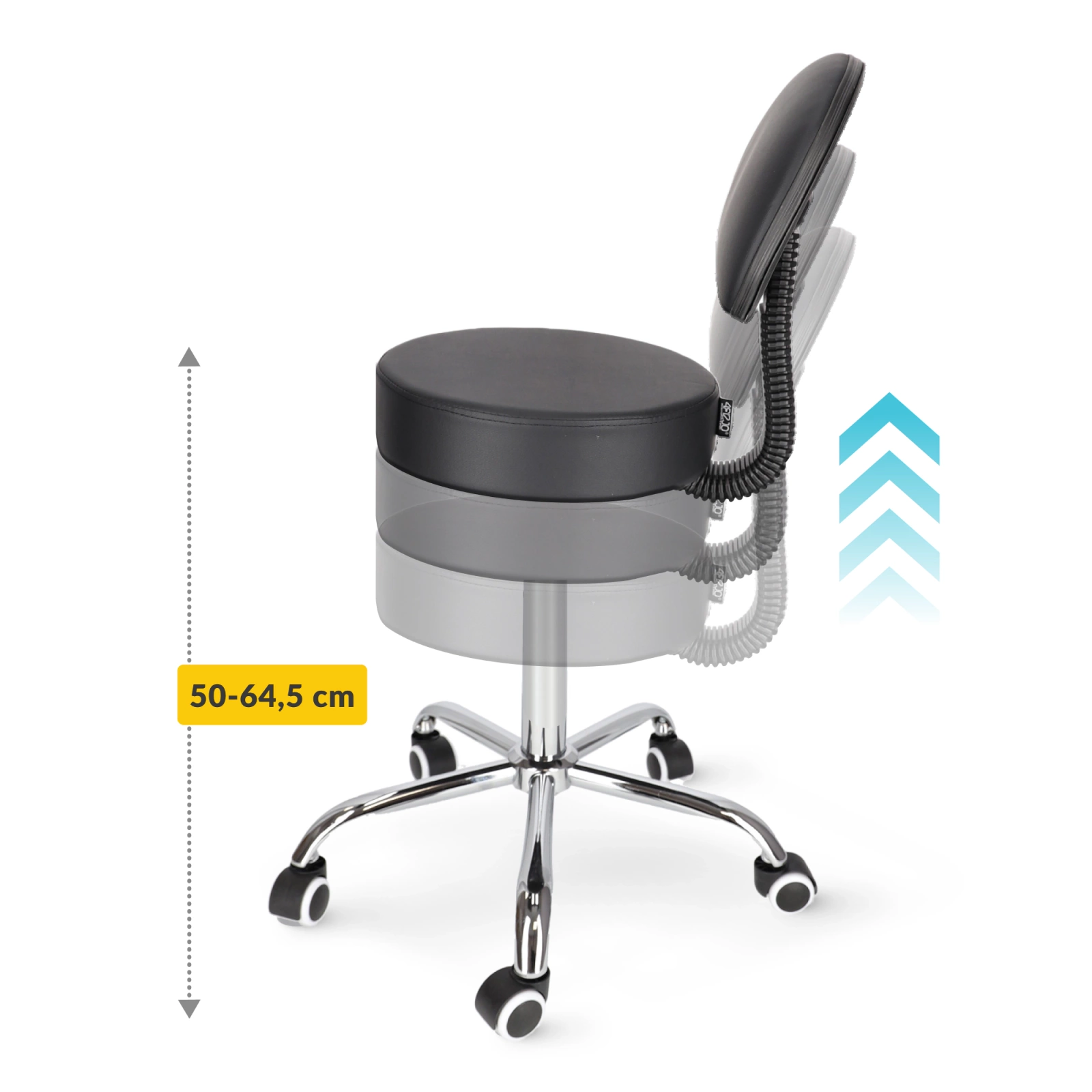 taboret do masazu obrotowy z oparciem do gabinetu pure+ czarny