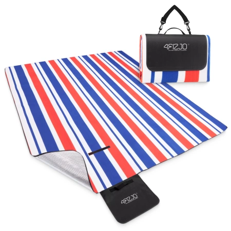 Szigeteléssel rendelkező piknik- és strandtakaró, 200 x 200 cm, csíkos mintás