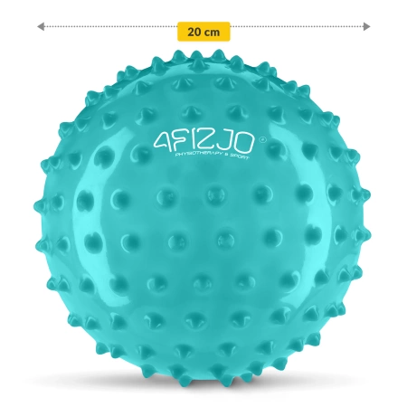 Tüskés rehabilitációs labda, 20 cm, türkizkék
