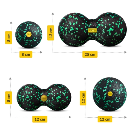 EPP masszázshenger és golyó készlet, 6 db, zöld