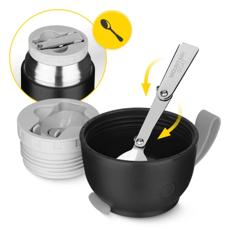 720 ml-es rozsdamentes acél ebédtermosz, fekete