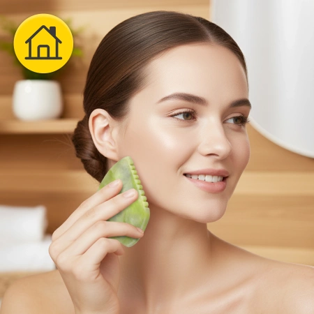 Barázdált Gua Sha kő természetes zöld jádéből