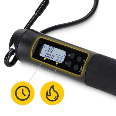 Számlálóval és golyóval ellátott ugrálókötél, fekete