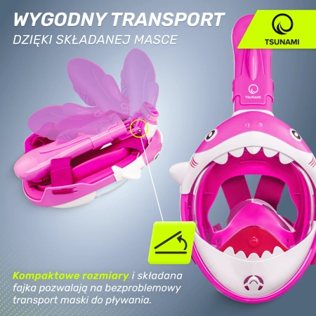 TSUNAMI SHARK gyermek búvármaszk, rózsaszín