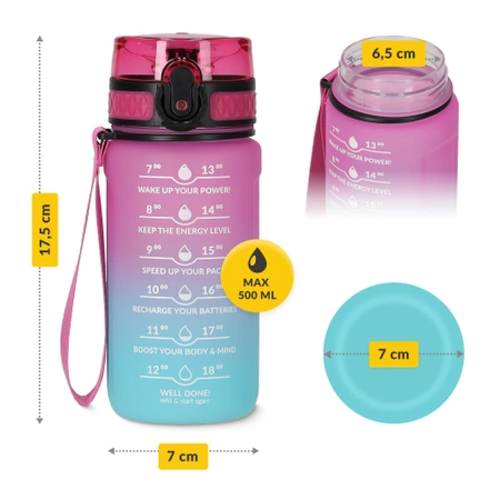 Gyerek kulacs, motivációs minta, 0,5 L, rózsaszín