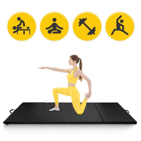 Összecsukható tornaszőnyeg, XL, fekete