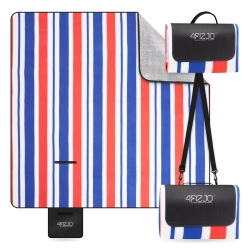 Szigeteléssel rendelkező piknik- és strandtakaró, 200 x 200 cm, csíkos mintás