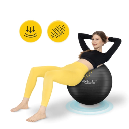 Felfújható gimnasztikai labda, 65 cm, fekete