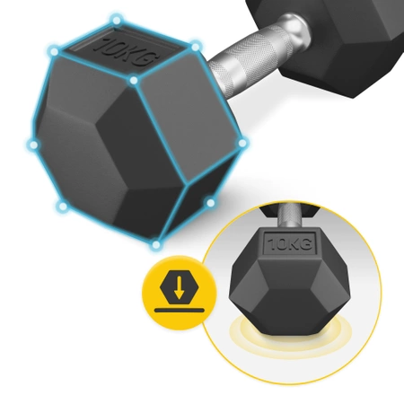 HEX acél kézi súlyzó, 1 x 10 kg