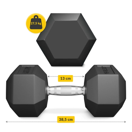 HEX acél kézisúlyzó, 1 x 27,5 kg
