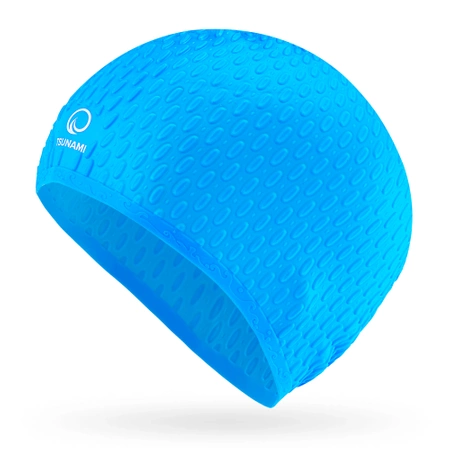 TSUNAMI női úszósapka, szöveges minta, kék