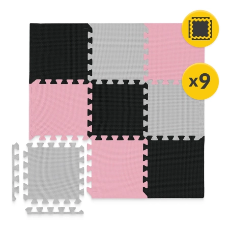 Oktató puzzle szőnyeg gyerekeknek, 90 x 90 cm, rózsaszín