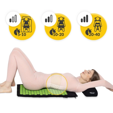 Akupresszúrás szőnyeg párnával, zöld