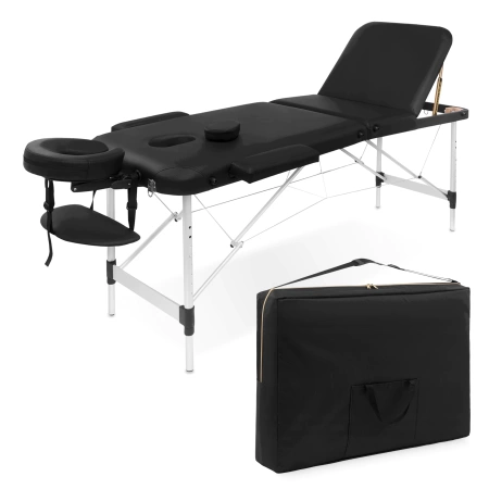 Állítható fekvőfelületű, alumínium masszázságy, 60 cm, fekete