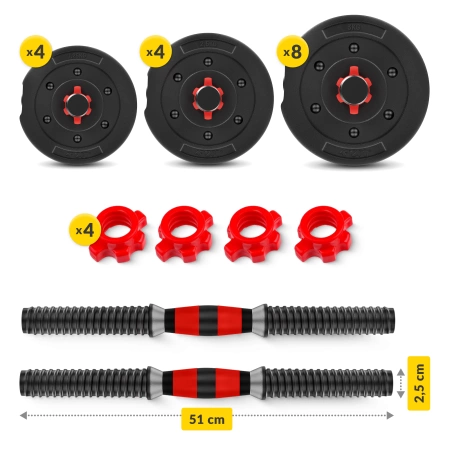 Állítható bitumenes kézisúlyzók, 2 x 20 kg
