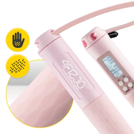 Rózsaszín ugrókötél számlálóval és golyókkal