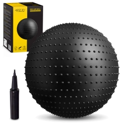 Felfújható, tüskés masszázslabda, 65 cm, fekete