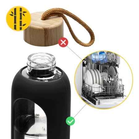 Üvegkulacs, 1 L, fekete