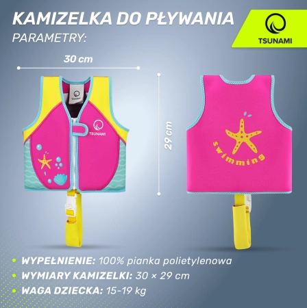 TSUNAMI úszómellény 2-3 éves gyerekeknek, rózsaszín