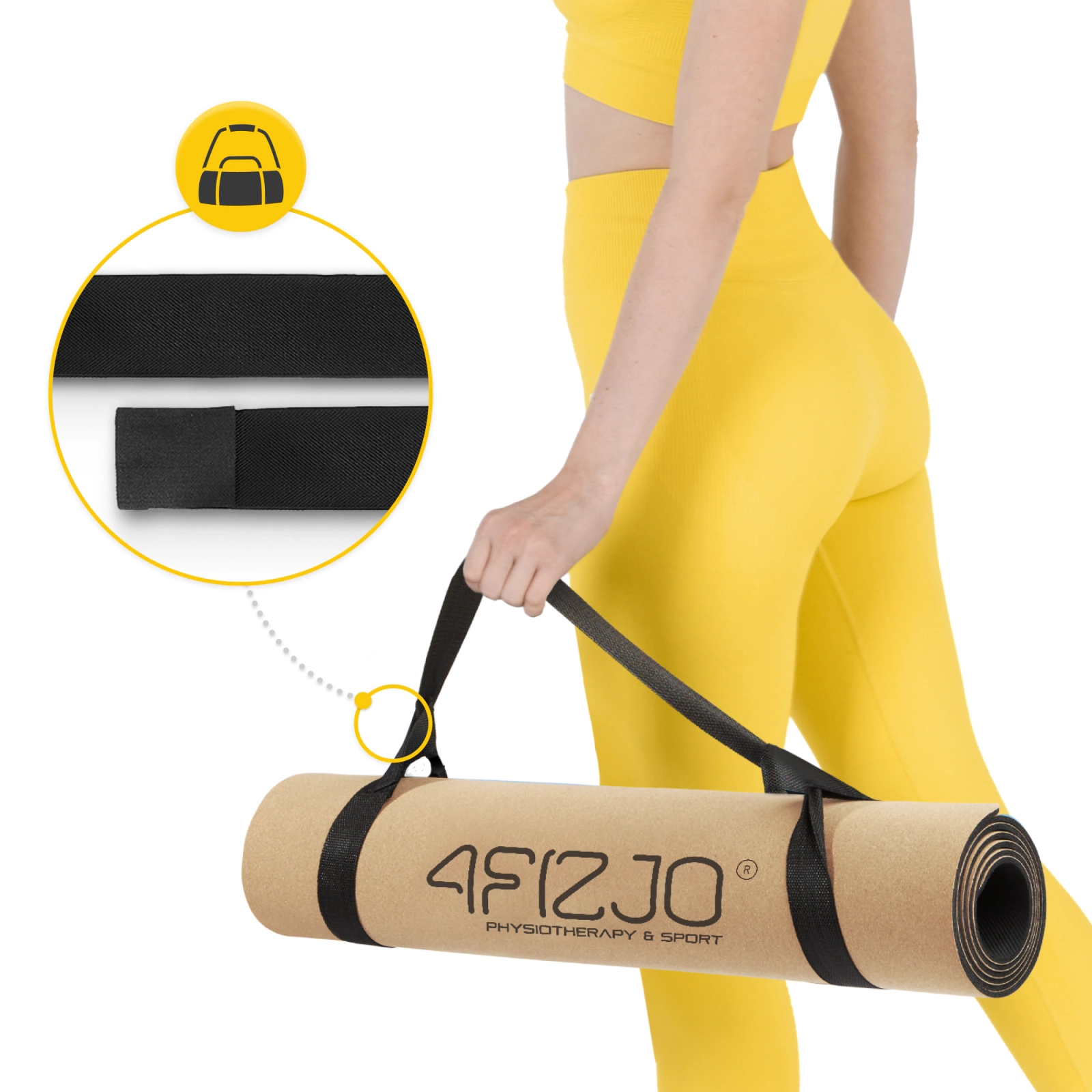 mata do cwiczen i jogi antyposlizgowa korkowa