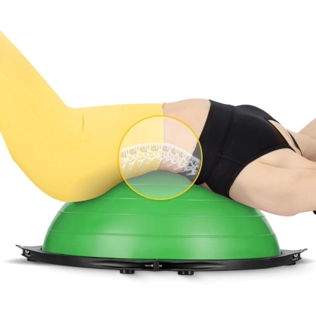 Gumiszalaggal ellátott egyensúlyozó félgömb, zöld