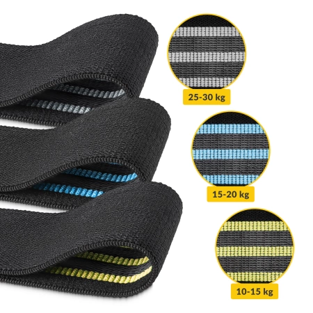 HIP BAND textil fitness gumiszalag szett, 3 db