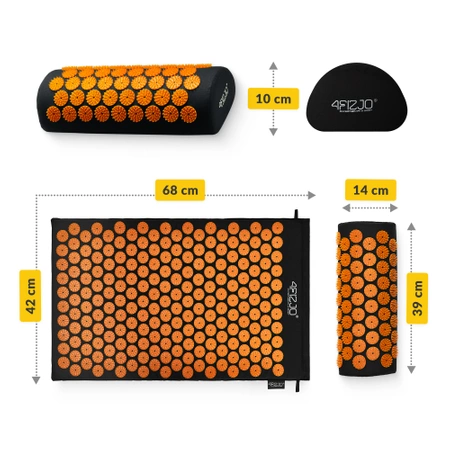 Párnával ellátott klasszikus akupresszúrás szőnyeg, narancssárga