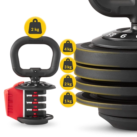 PREMIUM állítható súlyú kettlebell, 2-12 kg