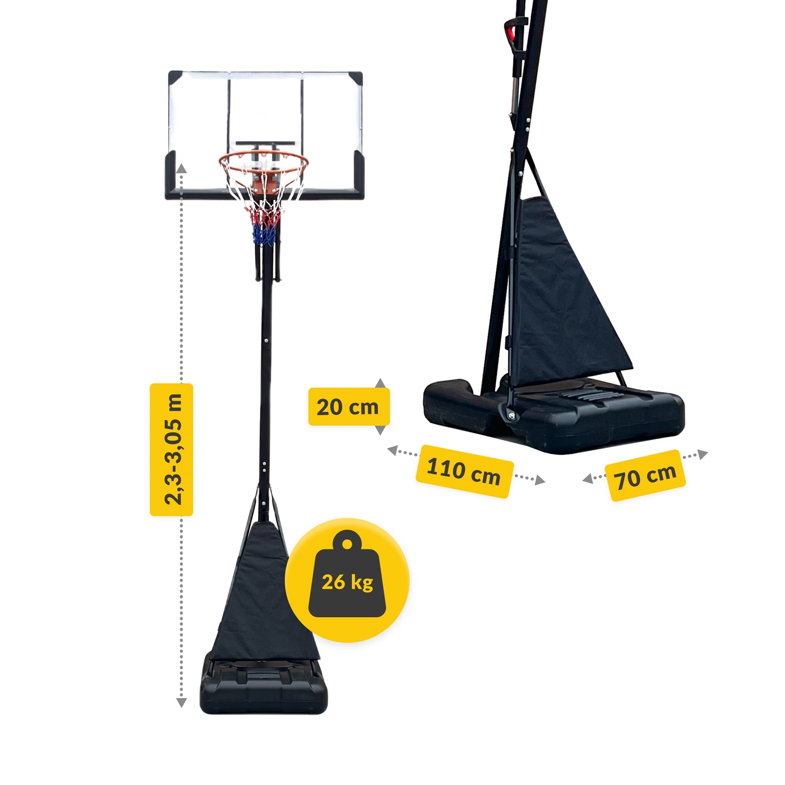 kosz wolnostojący do gry w koszykówkę