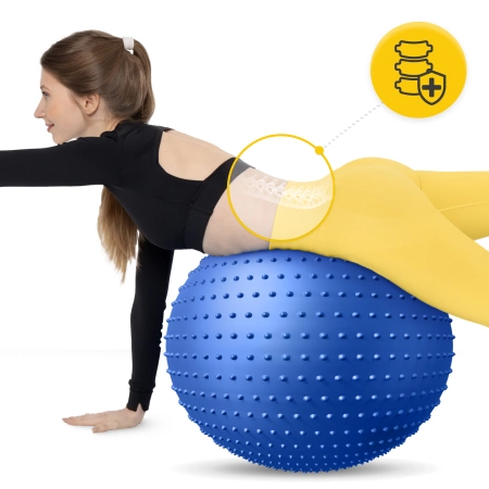 Felfújható, tüskés masszázslabda, 65 cm, kék