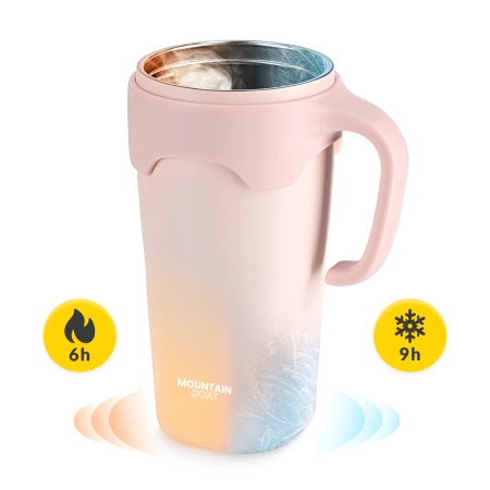 Szívószálas termosz bögre, 650 ml, rózsaszín