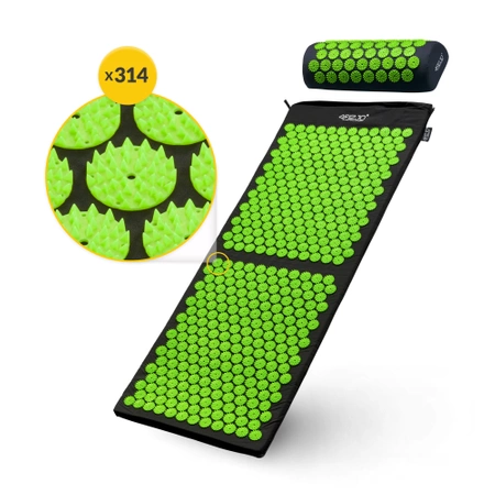 Nagy akupresszúrás szőnyeg párnával, XL, zöld