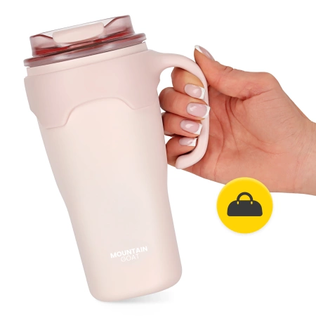 Szívószállal ellátott termobögre, 650 ml, rózsaszín