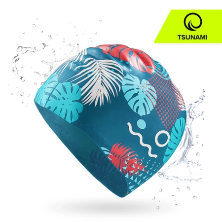 TSUNAMI női úszósapka, leveles minta
