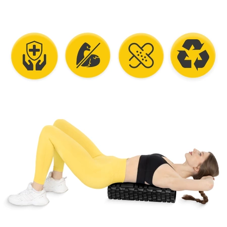 EVA bordázott masszázshenger, 45 cm, fekete