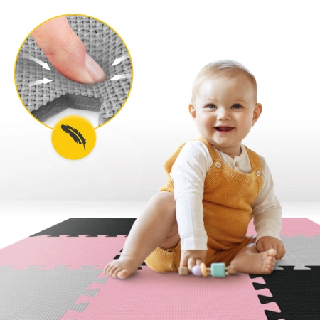 Gyerek oktató puzzle szőnyeg, 90 x 90 cm, rózsaszín