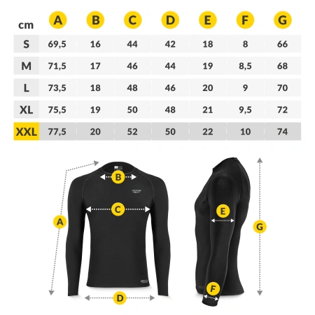 Unisex termikus hosszú ujjú póló – fekete, XXL méret