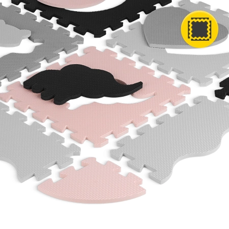 Gyerek oktató puzzle szőnyeg, 150 x 150 cm, rózsaszín