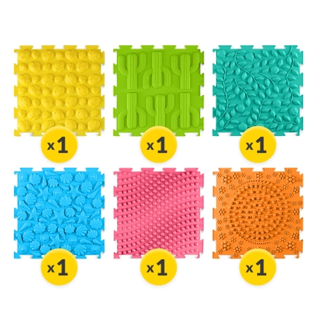 Ortopédiai érzékszervi puzzle szőnyeg gyermekeknek, 6 darab.