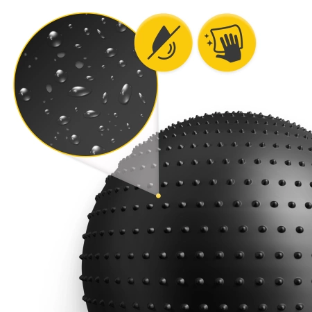 Felfújható, tüskés masszázslabda, 65 cm, fekete