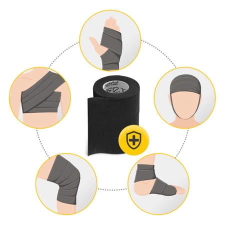 Összetapadó kötés, 4,5 m × 10, fekete