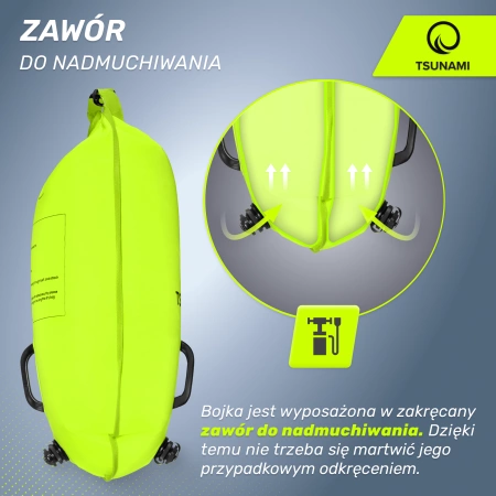 TSUNAMI vízálló tárolózsebbel ellátott 2 az 1-ben felfújható biztonsági úszóbója, sárga