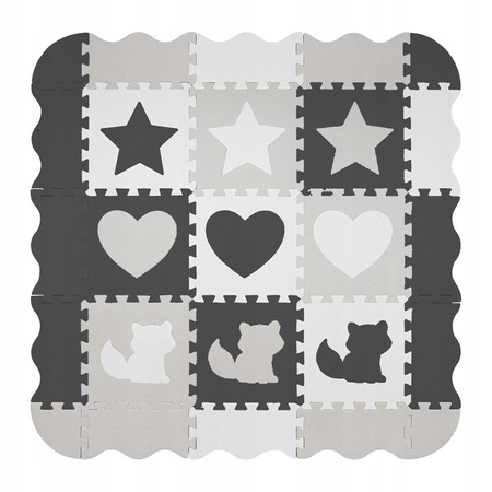 Oktató puzzle szőnyeg gyerekeknek, 120 x 120 cm, szürke