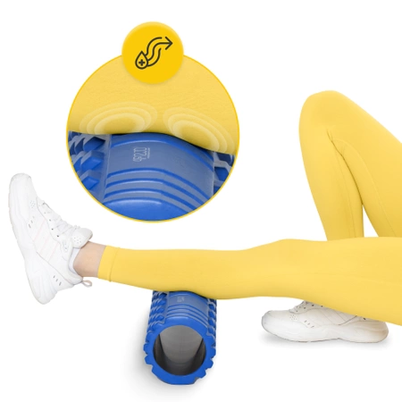 EVA bordázott masszázshenger, 45 cm, kék