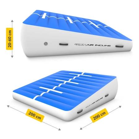 AIR INCLINE airtrack tornaszőnyeg, 2 x 2 x 0,6 m + pumpa