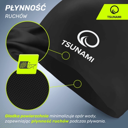 TSUNAMI unisex úszósapka, fekete